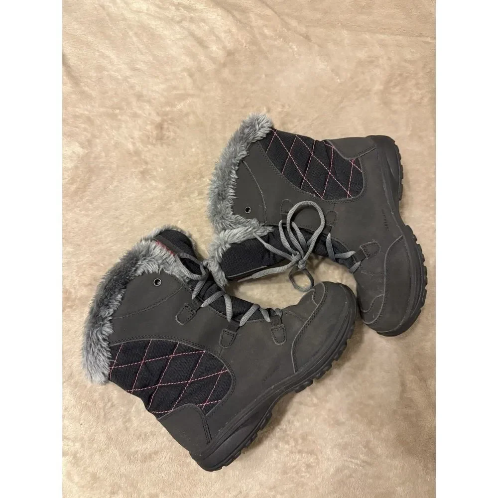 Columbia Waterproof Fur Lined Ice Maiden Youth Gray Winter Boots. Sz 4